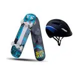 Jaspo Multicolor Stunt Master Dual combo Fiber Skateboard With Helmet 26 X 6.25 inch