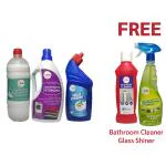 House Cleaner Set (Machine Detergent, Toilet Cleaner & Phenyl) FREE Glass / Bathroom Cleaner By Sun Wash India