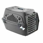 The DDS Store Pet Travel Carrier Puppy Cat Rabbit Basket Plastic Handle Hinged Door Folding Collapsible Transport Box Crate Cage (Grey)