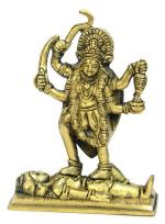 Kalarambh Bharat Haat Yellow Brass Mahakali Maa Handicraft Art 9 x 5 x 12 cm