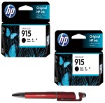 HP 915 Black Original Ink Cartridge (Pack of 2) With ITGLOBAL 3in1 Multi-Function Pen