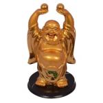 SoilMade Hands Up Laughing Buddha Golden Color Size Approx 8 CM