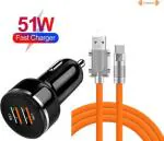 UniBoss 51 W Qualcomm Certified Turbo Car Charger (Orange, With USB Cable)