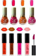 OUR BEAUTY Nail Polish And Lipstick Combo 08 (Pack Of 4)