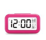 NXZ Digital Alarm Clock For Home Bedroom With Smart Automatic Sensor Backlight Lcd Screen,Date & Temperature For Students Desk Table-Abs Plastic,Black,Medium (Pink)