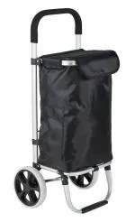 Inditradition Shopping Trolley Bag | Grocery Shopping Foldable Cart with Wheels, 54x24 CM (36 Liter) Bag Size (Black)