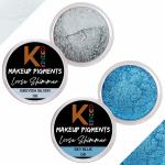 KINDED Greyish Silver and Sky Blue Powder Loose Shimmer Glitter Eyeshadow for Women - Pack of 2, Each Pack 3 g