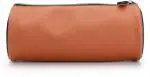 QIPS HMHMPB 00013-QIPS Tan Cylindrical Shaped PU Leather Pencil Pouch, Pack of 2