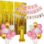 ARYAN BALLOON Sensibledecoraters Foil 1St Birthday Decoration Milestone Banner Number With Balloon (Set Of 35)