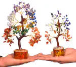 Combo of Seven Chakra Tree - Crystal Tree for Positive Energy - Crystals - Chakra Tree of Life Decor - Feng Shui Tree - Crystals and Stones - Spiritual Items - Good Luck Gifts - Housewarming Gifts - Handmade - 100 Beads and 300 Beads Tree