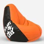 ComfyBean Bag with Beans Filled 4XL- Official: Jack & Mayers Bean Bags - For Adults - Max User Height : 5.5-6 Ft.-Weight : 70-99 Kgs(Model: Printed-Kaafi Lazy - Orange Black)