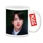 Mug Morning BTS Jin Mug BTS Jin Coffee Mug BTS Jin Cup BTS Jin Black Coat White Shirt Inside (White)