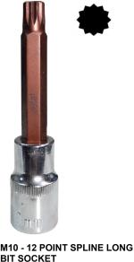 4 NEX Tom Multicolor S2 M10 - Spline Hardened And Tempered Long Bit Socket 1-2 Inch Drive Socket Set