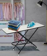 Essential World Heavy Folding Large Wooden Ironing Board Self Standing - Extra Large White