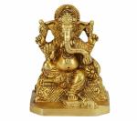 Kartique Traditional Brass Sitting Lord Ganesha 3 inch