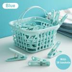 SURKHAMART Clothesline Clips, Household Laundry Pins Clips, 30PCS Household Small Underwear Clips with Basket, Strong Windproof Clothespins, Portable Clip for Greeting Card, Small Clothes Pegs for Socks, Towels