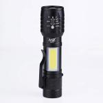 ShopGlobal MZ M919 (ZOOMABLE LED METAL TORCH) with SOS Function, 5W Laser COB, 500mAh Battery Torch (Black, 9 cm, Rechargeable)
