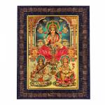 Hawai Gold Plated Goddess Maha Laxmi Saraswati Ganesh Wall Hanging Religious Photo Frame for Worship Use SFDI00575BLKFRM