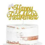Festiko Happy Retirement Cake Topper Gold Glitter Going Away Farewell Office Work Sign For Retirement Party Decoration Supplies