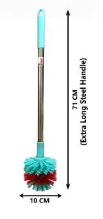 Mast Toilet Cleaning Brush Round with Extra Long Steel Handle (Color : Aqua Green)