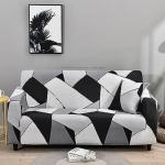 PENTHOOM Elastic Sofa Cover 4 Seater, Stretchable Sofa Cover with High-Density (Grey Black Rock)