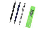Samvardhan 3Pcs 2.0Mm 2B Mechanical Pencil With 10 Lead Refill (Sharpener In The Cap, 3 Body Colors), Ink Black Black Mechanical Pencils