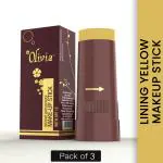 Olivia Instant Waterproof Makeup Stick Concealer Linning Yellow 15g Shade No.07Y (SPF 12)-Pack of 3