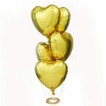 AMFIN (Pack of 5) 18 Inch Gold Heart Shaped Balloons, Heart Shape Balloons for Decoration, Gold Heart Balloons for Decoration, Gold Heart foil Balloons, Valentine Balloons Decoration - Gold