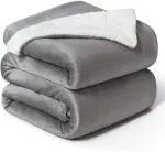 Bsb Home 280 Gsm Solid Single Sherpa Blanket-Grey