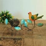 Trinity Craft Iron Handpainted Nest Bird T-Light Holder, Floral Hand-Etched Incense Burner & Hanging Tea Lights Metal Tealight Candle Holders for Home Decor & Showcase Items (12.5x3.7x6.5) Inch