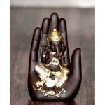 Craftomanic Polyresin Palm Ganesh Idol/Ganesha On Hand Statue/Ganesha Showpiece For Feng Shui Or Vastu Figurine Gift Item (4 X 3 X 6.5 Inch, Brown)