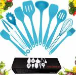 DOCOSS Pack of 10 Non Stick Spatula Set /Cooking Spoon Set / Silicone Spatulas For Cooking / Stainless Steel Core nonstick spatula set for kitchen & Baking