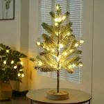 GLOWSERIE 22'' Small Christmas Tree for Table Trees Lamp with 50 LED Lights Artificial Lighted Snowy Pine Tree for Tabletop Desk Decor for Centerpiece, Diwali, Christmas Decorations (Warm-White)