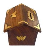 RAMYAMART Brown Wood Handmade Money Bank For Kids