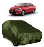 SHIVRAT Presents Semi Waterproof and Dustproof Car Body Cover Compatible With Toyota Yaris All Variants_Olive Green With Mirror Slots