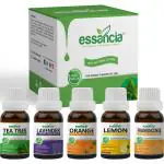 Essancia - Naturally In Every Drop Tea Tree, Lavender, Orange, Lemon, Frankincense Essential Oils, 15 Ml Each (Combo Of 5)