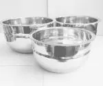 NAAYAGI - Stainless Steel POLISHED - TOPE Set, Ethnic VAANA Chatty - Multipurpose Vessel - Small Size Set of 3 / 1.4 L, 1.9 L and 2.3 L of 3 Pieces ( Silver Color )