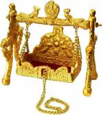 Navyaksh- Rudram Metal NAND Laddu Gopal Swing Palana Krishna Jhula, Big Size Size, Golden Decorative Showpiece - 12 cm (Metal, Gold)
