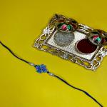 Mahi Floral Blue Meenakari Work Rakshabandhan Rakhi with Crystals for Brother, Bhai, Bro (RA1100756R)