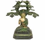 Idol Collections Multicolor Brass Buddha Under The Bodhi Tree Statue, 9.5 Inch