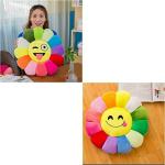 Riftree Velvet Pure Fiber Filling Super Soft Emoji Sunflower Cushion Plush Stuffed Toy for Home Party Decoration Set of 2 Pieces