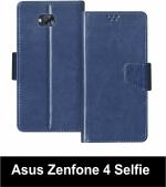 Sbms Asus Zenfone 4 Selfie Blue Artificial Leather Shock Proof Flip Cover