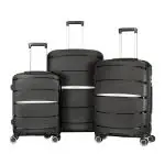 Goblin Keeper Luggage Bag with TSA Lock, Trolley Bags for Travel, Polypropylene Hard Sided 4 Wheels 360 Degree Wheeling Suitcase 44.8, 77.22, 118 Liters Travelers Bag Black (Set of 3)
