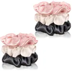 CUVLY 6 Pcs Scrunchies Hair Ties Silk Satin Scrunchy - Hair Elastics Bands Ponytail Holder Pack of Neutral Scrunchy Hair Accessories Women Girls