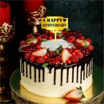 GIGGA Acrylic Material Happy Anniversary Cake Topper For Cake Decoration Design 1 (Golden)