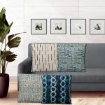PLAN B Presents The Premium Collection of Indigo Design Cushion Covers 18 inch x 18 inch Pack of 4