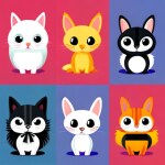 Love Creation A4 Size poster print for creative wall art- cute-critter-kingdom-vector-art-pack-8563(Non Sticker)