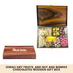 Wooden Gift Box with Nuts, Dried Fruits and Chocolate Coated Nuts and Berries