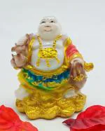 ZURU BUNCH Laughing Buddha Home Decoration Items Wealth & Good Luck, Small Size Height 13cm for Office Decor, Home Decoration