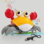 KIWI Kool Crawling Crab Baby Musical Kids Toy With LED Lights & Rechargeable Battery , Interactive Early Learning and Entertainment Toys For Kids , Toddlers & Infants (Yellow)
